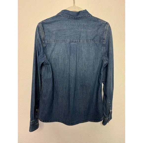 Madewell XS Tuckable Denim Shirt in Greendale Wash Cotton Button Up Blue NWT - Picture 13 of 14